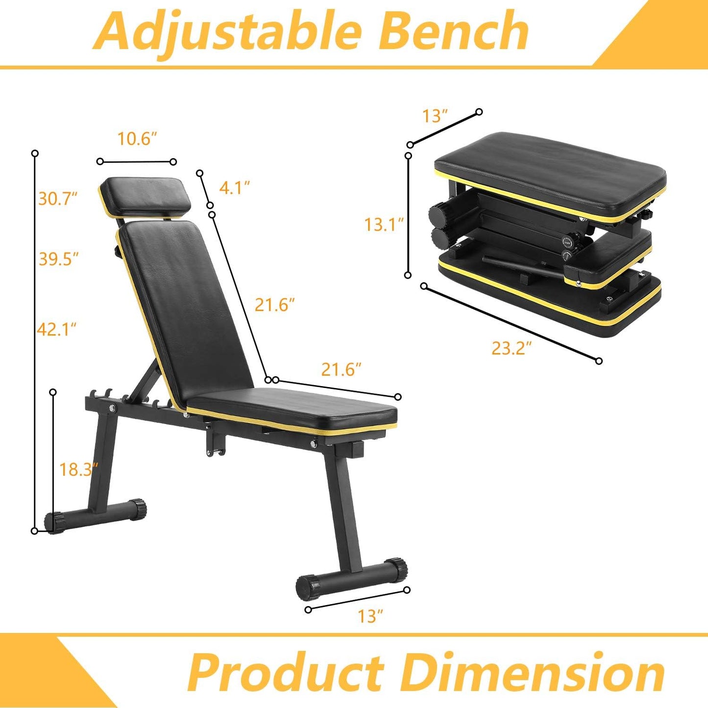 Weight Bench with Leg Extension and Curl, Adjustable Workout Bench Utility Incline Decline Benches for Home Gym Full Body Exercise & Strength Training