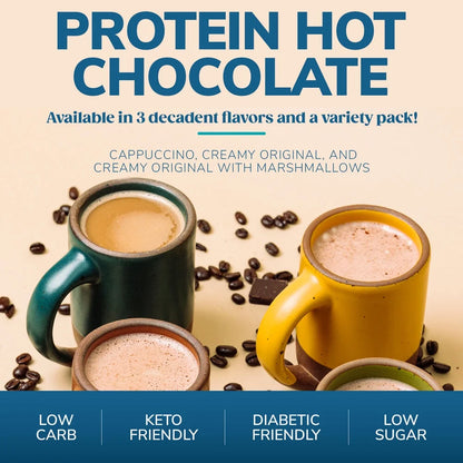 Protein Cappuccino Mix, Creamy Protein Coffee Powder, 12G Protein, Low Sugar (7Ct)