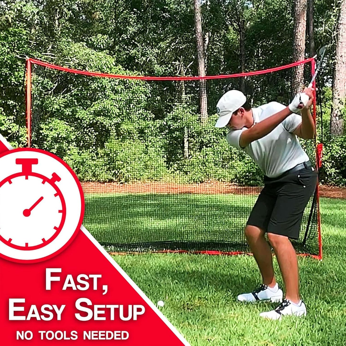 Golf Driving Practice Net, Indoor & Outdoor Ball Hitting, 10 X 7 Feet - Heavy-Duty Golf Netting for Home, Backyard, and Garage Training