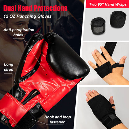 56/63Lbs Filled Punching Bag Set with Boxing Gloves