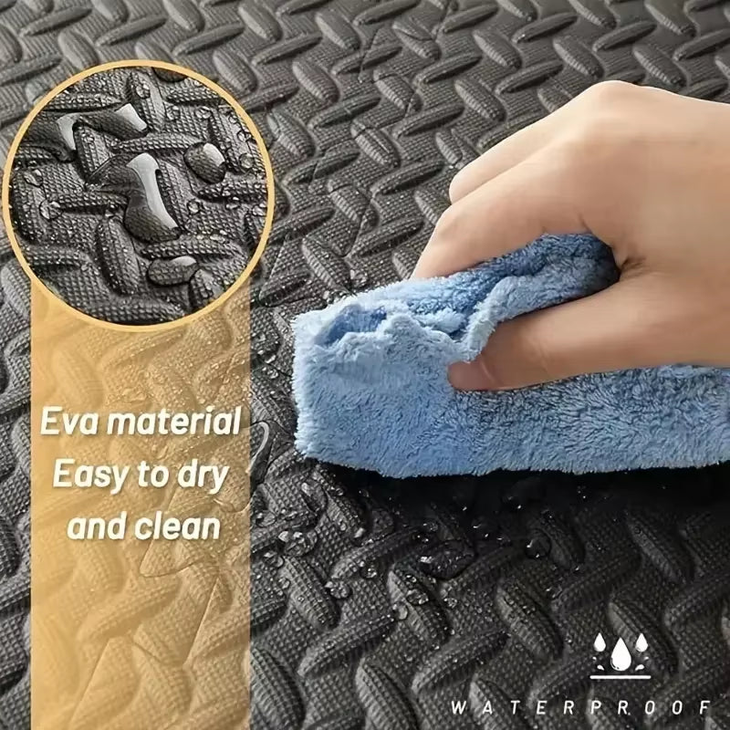 EVA Foam Interlocking Exercise Mat Tiles Extra Thick PVC Gym Flooring for Fitness Yoga Aerobics Non-Slip Black Mat 16Pcs
