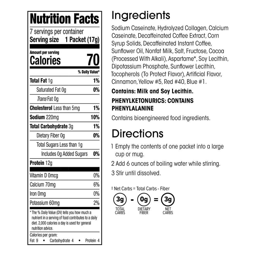 Protein Cappuccino Mix, Creamy Protein Coffee Powder, 12G Protein, Low Sugar (7Ct)