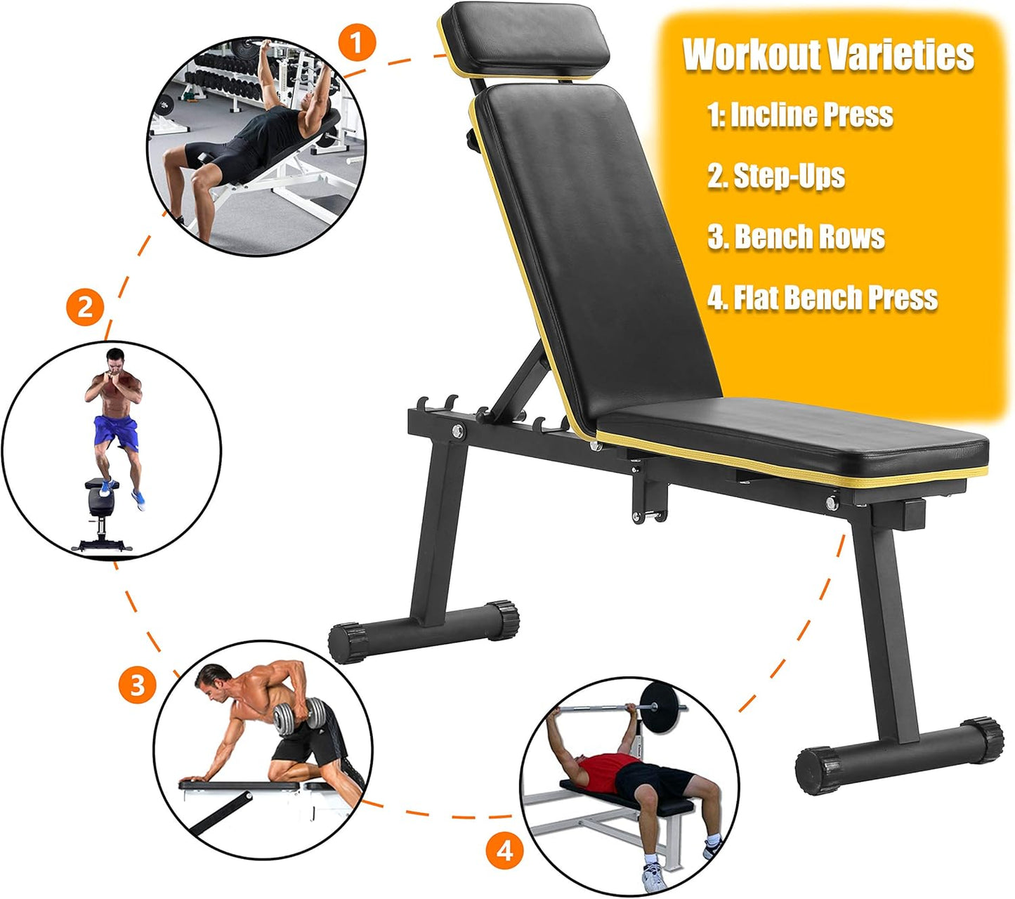 Weight Bench with Leg Extension and Curl, Adjustable Workout Bench Utility Incline Decline Benches for Home Gym Full Body Exercise & Strength Training