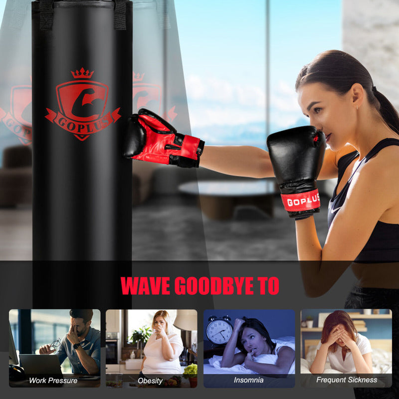 56/63Lbs Filled Punching Bag Set with Boxing Gloves