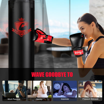 56/63Lbs Filled Punching Bag Set with Boxing Gloves