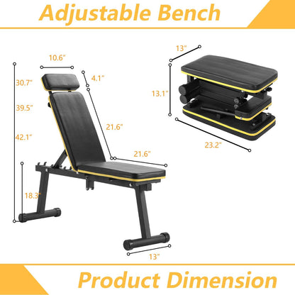 Weight Bench with Leg Extension and Curl, Adjustable Workout Bench Utility Incline Decline Benches for Home Gym Full Body Exercise & Strength Training