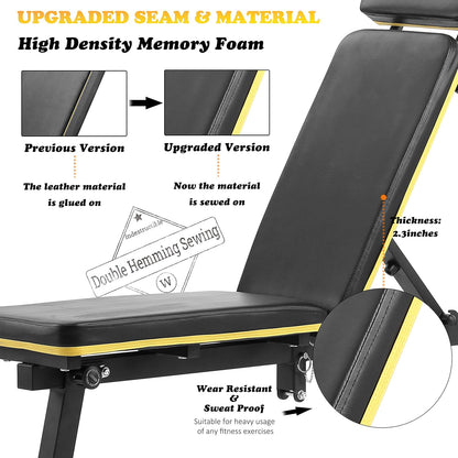 Weight Bench with Leg Extension and Curl, Adjustable Workout Bench Utility Incline Decline Benches for Home Gym Full Body Exercise & Strength Training