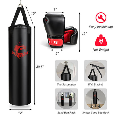 56/63Lbs Filled Punching Bag Set with Boxing Gloves