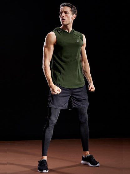 Dry Fit Workout Athletic Muscle Tank Top Running Shirts with Hoods