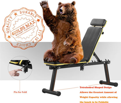 Weight Bench with Leg Extension and Curl, Adjustable Workout Bench Utility Incline Decline Benches for Home Gym Full Body Exercise & Strength Training
