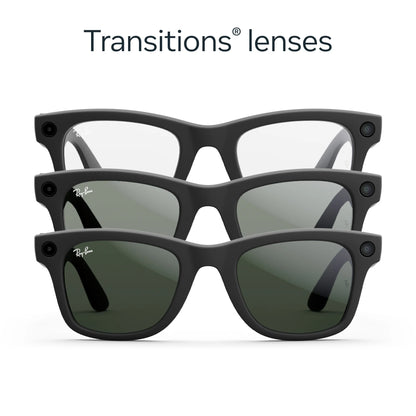 Ray-Ban  (Gen 1), Wayfarer, Matte Black, Transitions® Graphite Green Lenses | Smart AI Glasses